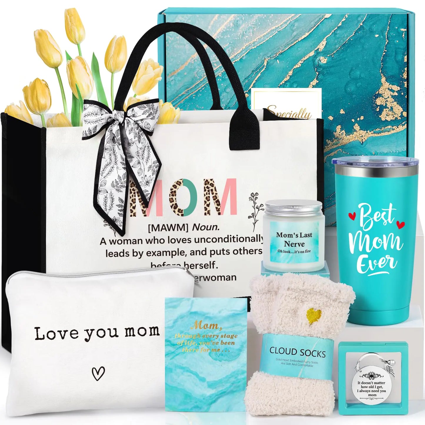 Best Mom Ever Gift Set – Tote Bag, Tumbler, Socks & More | Perfect for Mothers Day