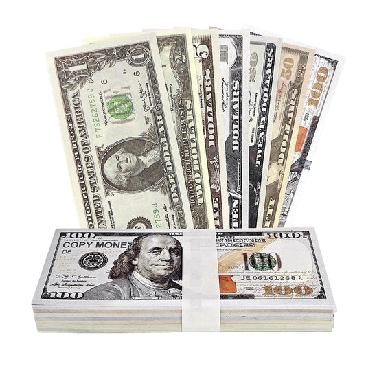 Realistic Play Money Props – 210 Fake Money Set for Educational & Film Use
