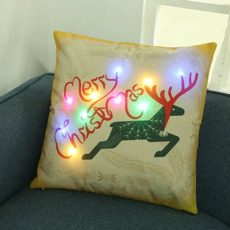 Creative LED Colored Lamp Christmas Pillow Cover