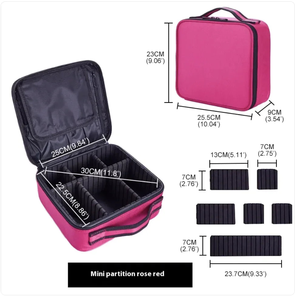Mini Travel Makeup Bag with Adjustable Dividers