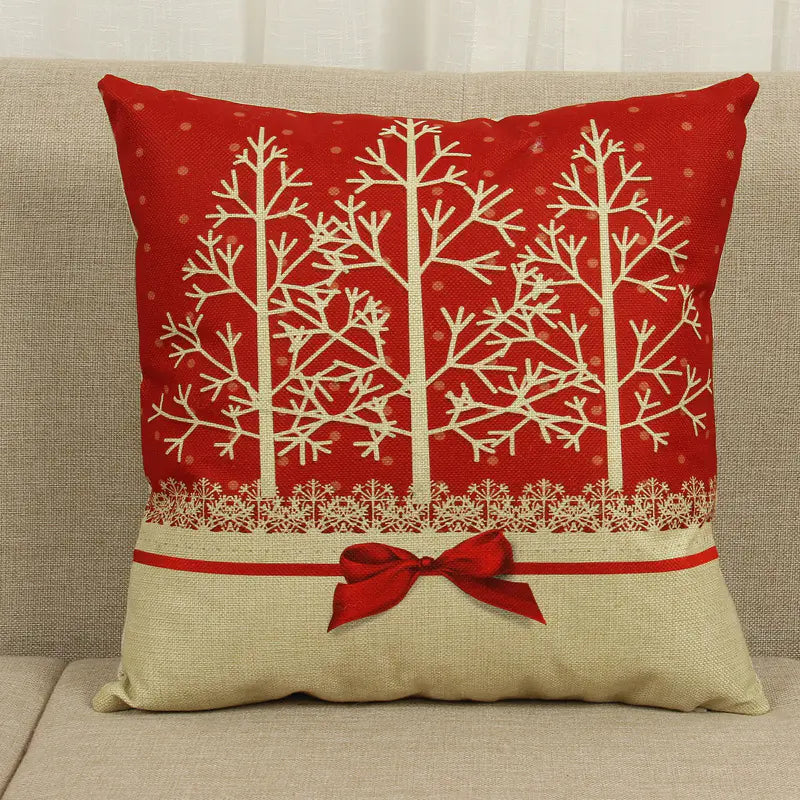 Christmas Cushion Cover 45x45cm – Premium Linen Pillowcase for Holiday Home Decor