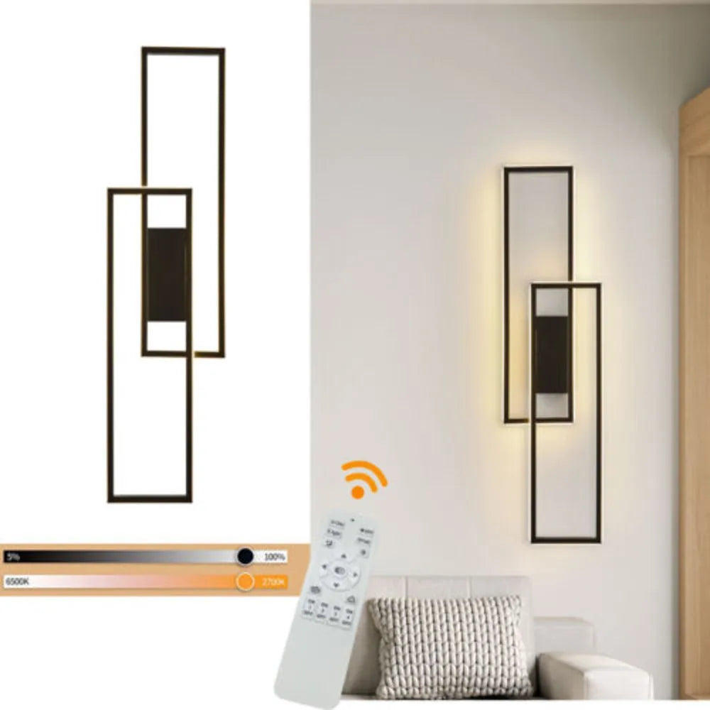 Bymaocar 110-220V Modern LED Wall Lamp Fixture Sconce Bedroom Bedside Living Hallway Stair Light W/ Remote Control Fit 8m²-15m²
