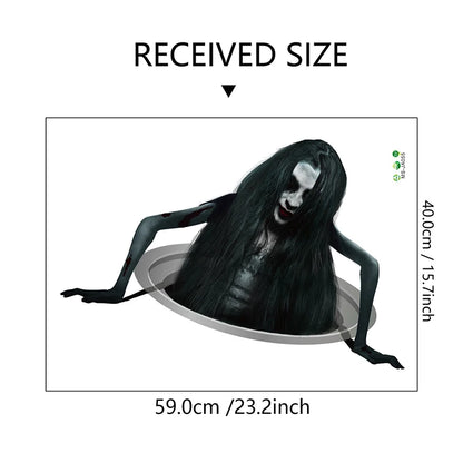 3D Scary Ghost Wall & Floor Sticker – Halloween Horror Decoration PVC Decal