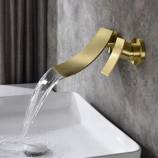 Stylish Wall-Mounted Bathroom Waterfall Faucet - Modern Design, Luxury Finish