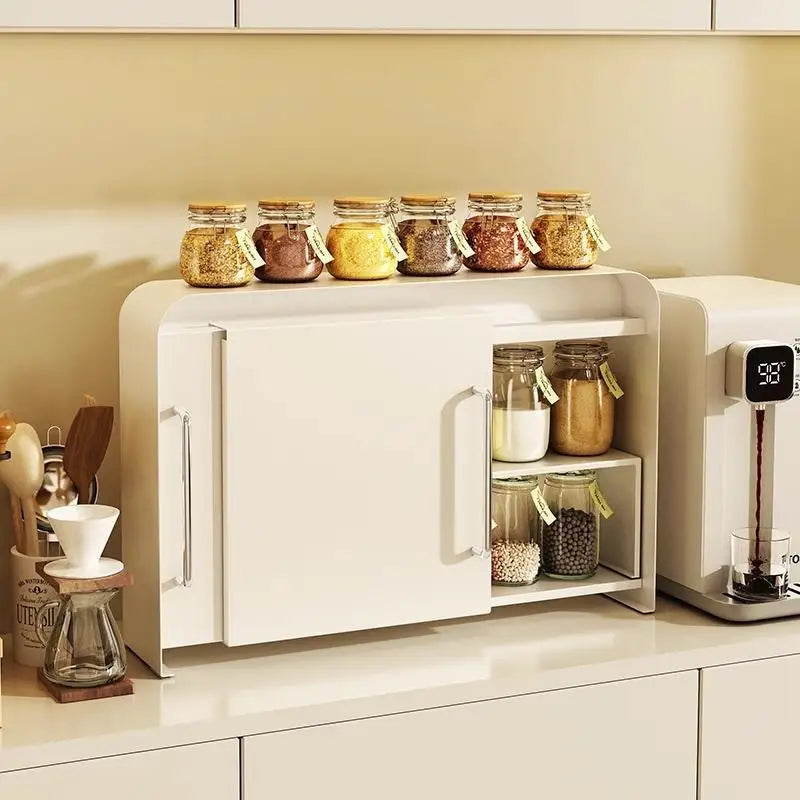 Steel Sliding Door Storage Box | Multipurpose Kitchen & Mug Organizer