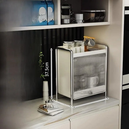 Steel Sliding Door Storage Box | Multipurpose Kitchen & Mug Organizer