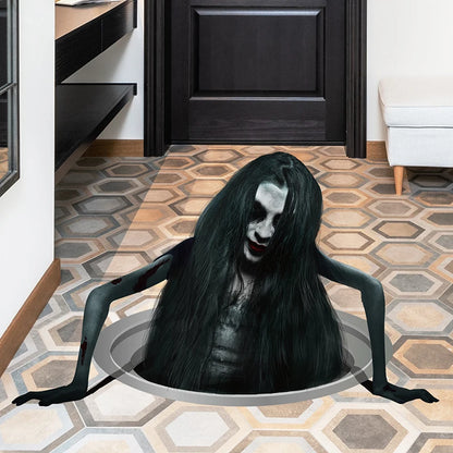 3D Scary Ghost Wall & Floor Sticker – Halloween Horror Decoration PVC Decal