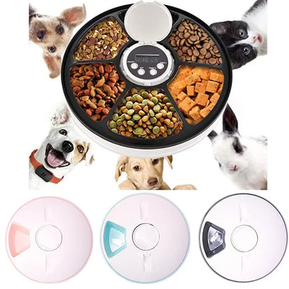 Automatic Cat & Dog Feeder – 6 Meal Trays, LCD Display, Anti-Slip