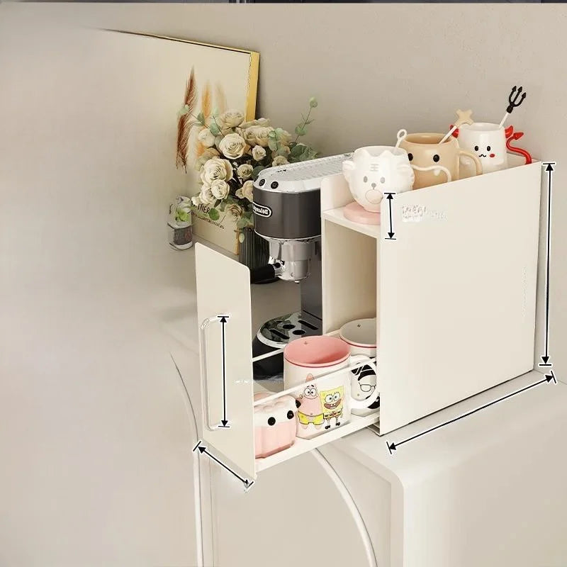 Steel Sliding Door Storage Box | Multipurpose Kitchen & Mug Organizer