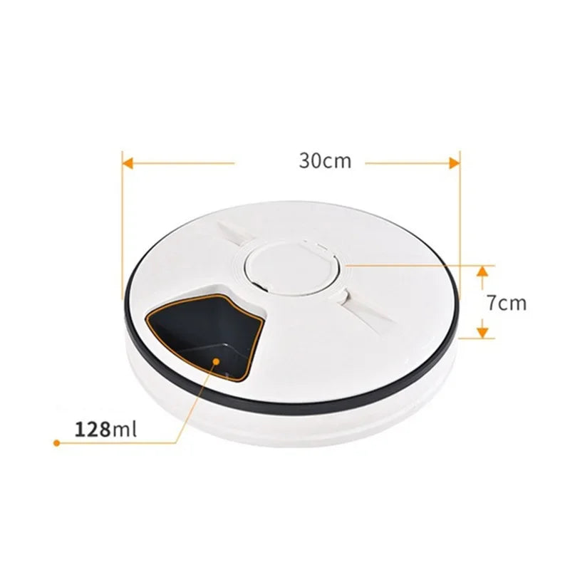 Automatic Cat & Dog Feeder – 6 Meal Trays, LCD Display, Anti-Slip