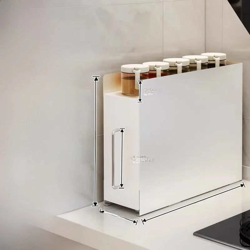 Steel Sliding Door Storage Box | Multipurpose Kitchen & Mug Organizer