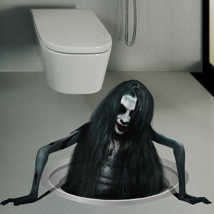 3D Scary Ghost Wall & Floor Sticker – Halloween Horror Decoration PVC Decal