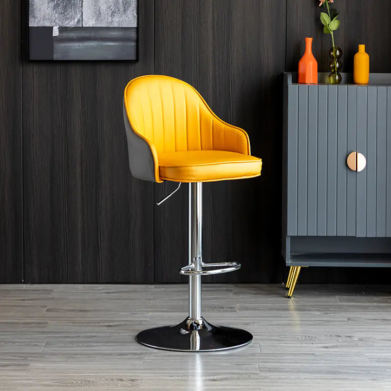 Luxury Modern Bar Chair | Adjustable Height Swivel Stool with Comfortable Backrest