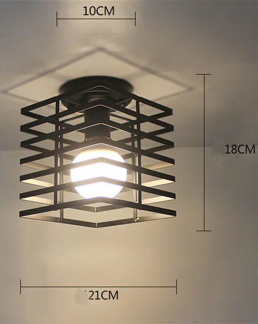 Vintage Iron Cage Ceiling Lamp – Black Metal Pendant Light, E27 Fixture