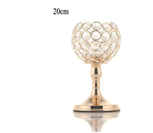 Luxury Wedding Centerpiece: Crystal Globe Gold Electroplated Candlestick Stand