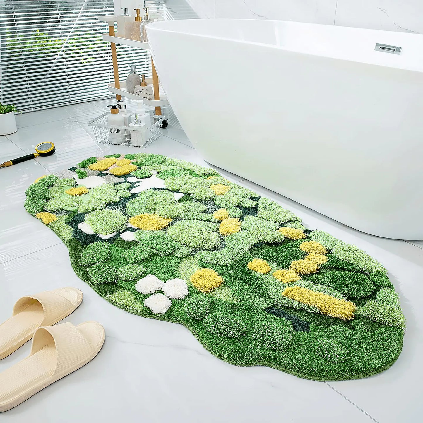 3D Moss Bathroom Rug – Plush Non Slip Washable Floor Mat (55x27.5 in)