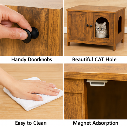 BestPet Wooden Cat Litter Box Enclosure – Modern Hidden Litter Furniture Cabinet with Divider for Large Automatic Litter Boxes