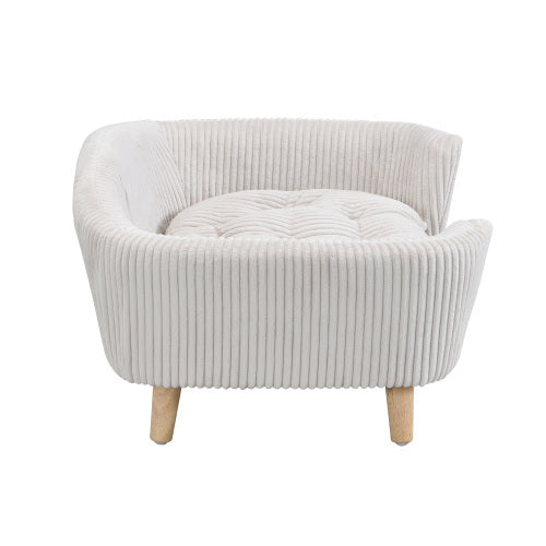 Elevated Dog Bed Frame – Corduroy Pet Couch with Wooden Legs for Small Dogs