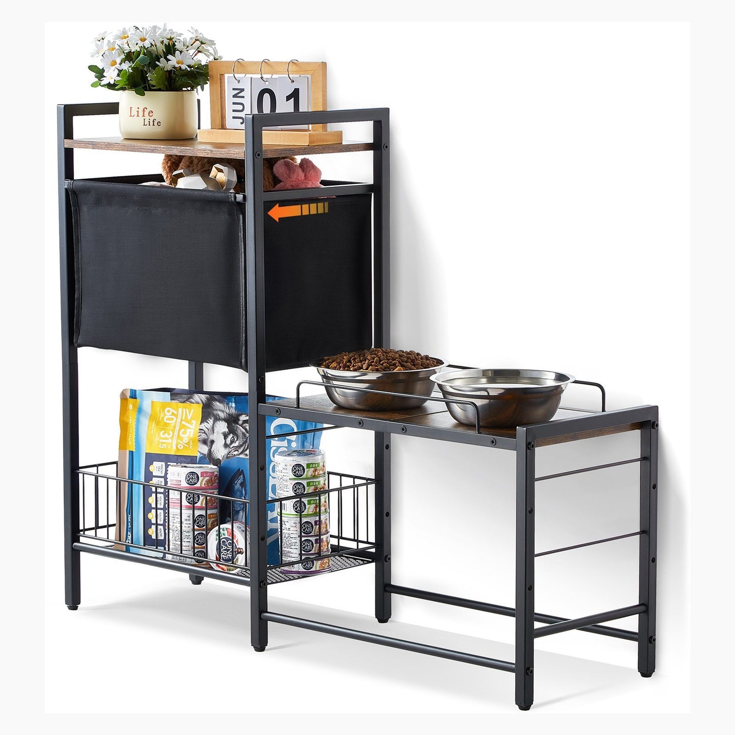 Pet Feeding Station with Storage – Elevated Dog Food & Toy Organizer