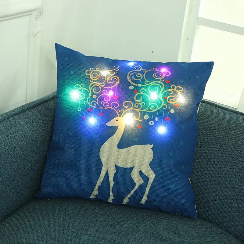 Creative LED Colored Lamp Christmas Pillow Cover