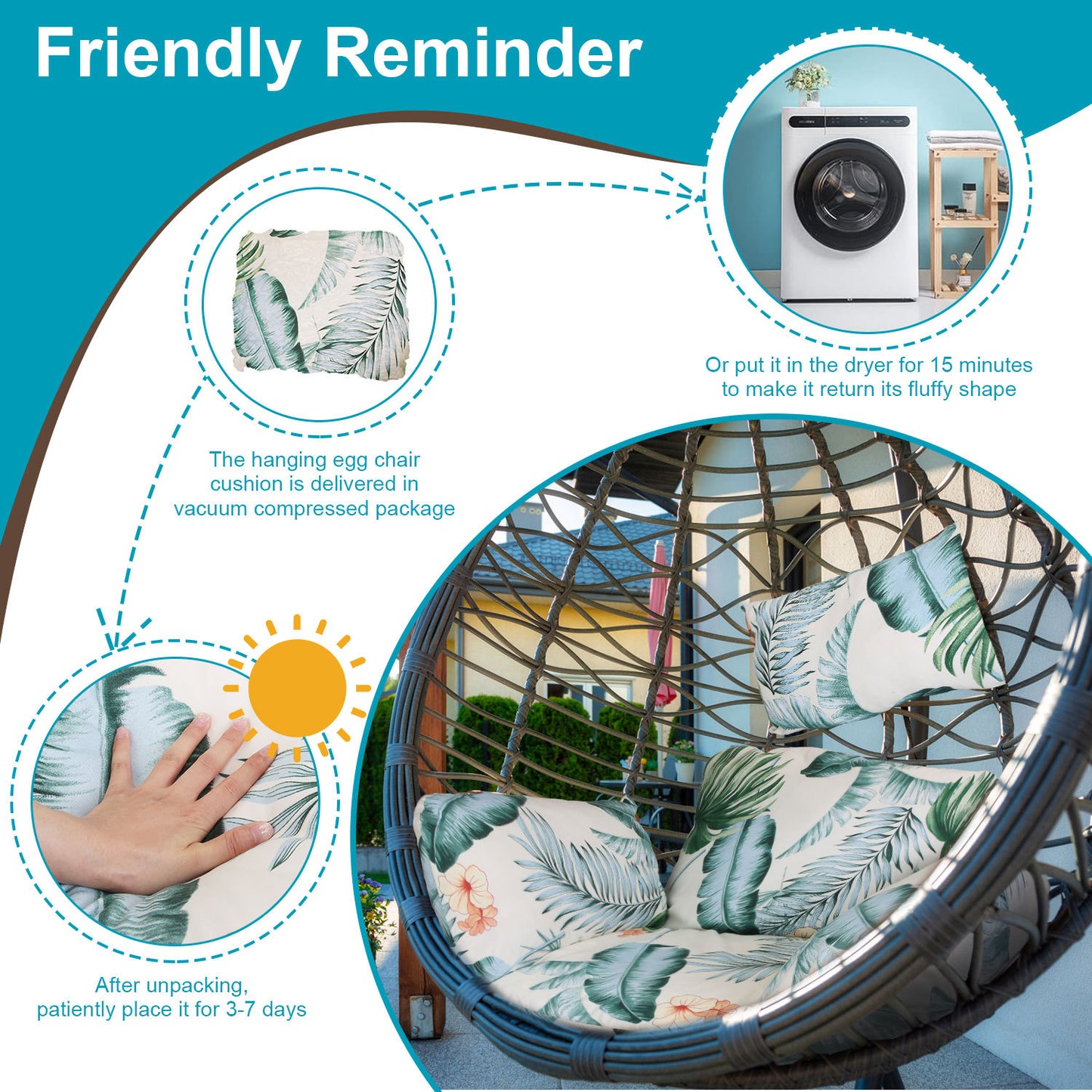 Durable Outdoor Egg Chair Cushion – Cozy Seating for Patio, Deck & Poolside