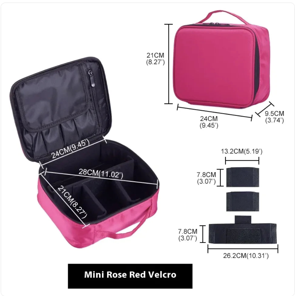 Mini Travel Makeup Bag with Adjustable Dividers