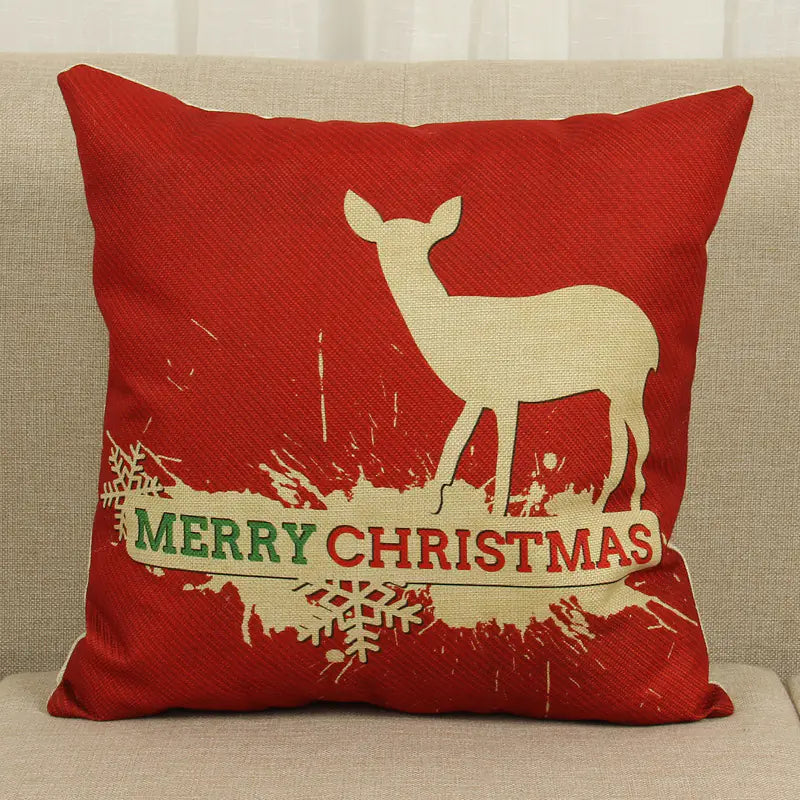 Christmas Cushion Cover 45x45cm – Premium Linen Pillowcase for Holiday Home Decor