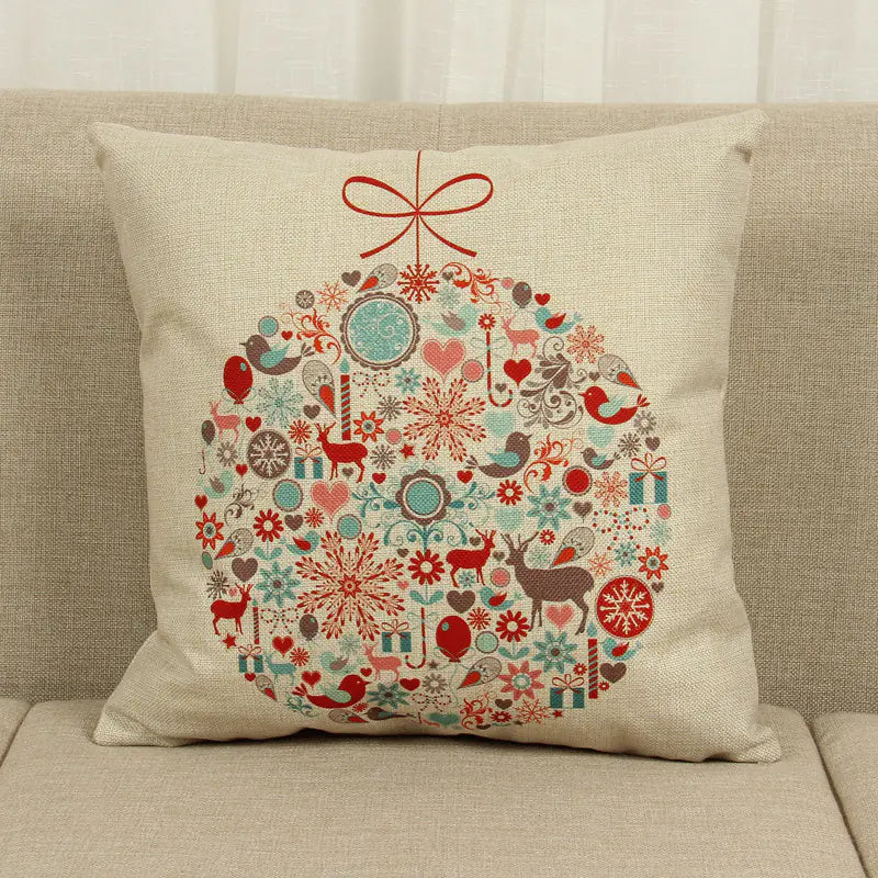 Christmas Cushion Cover 45x45cm – Premium Linen Pillowcase for Holiday Home Decor