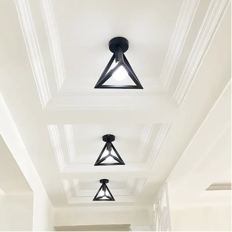 Vintage Iron Cage Ceiling Lamp – Black Metal Pendant Light, E27 Fixture