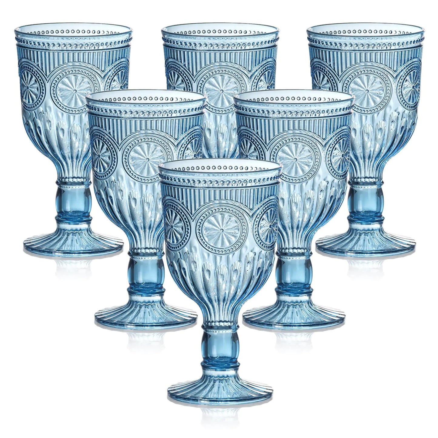 12 Oz Vintage Sunflower Embossed Plastic Wine Goblets – Unbreakable Acrylic Stemware (Set of 6)