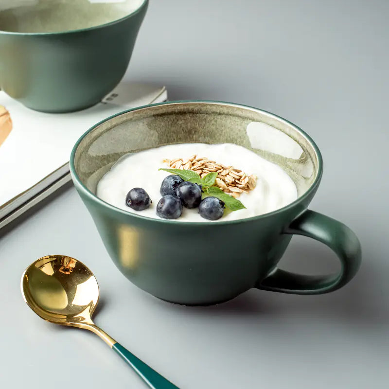 Nordic Ceramic Oatmeal Bowl with Ice Cracked Glaze