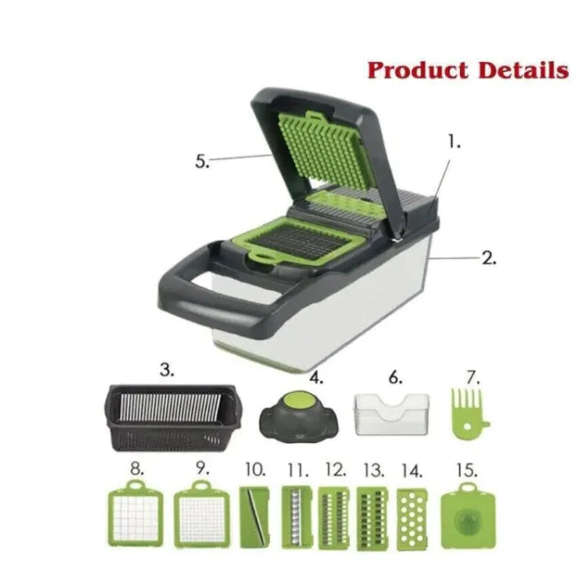Kitchen Food Prep Made Easy: 15-in-1 Vegetable Slicer Dicer & Multi-Function Cutter